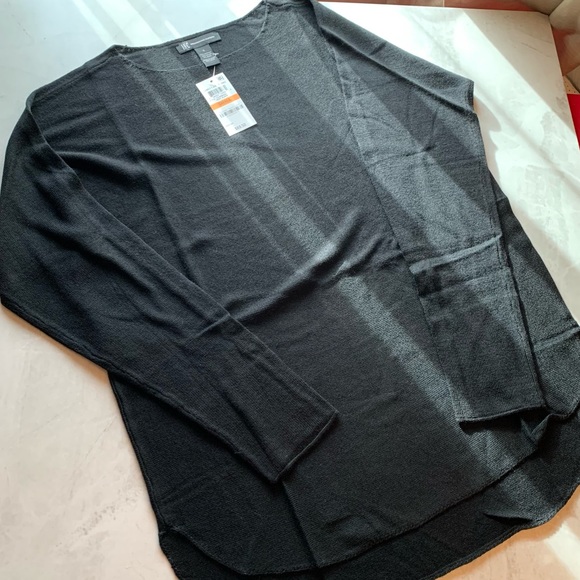 INC Black Crew Neck Shirt Tail Tunic Women’s Sweater Size Small. - Picture 4 of 7